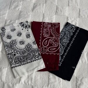 Stylish Black, White, and Red Bandana Set